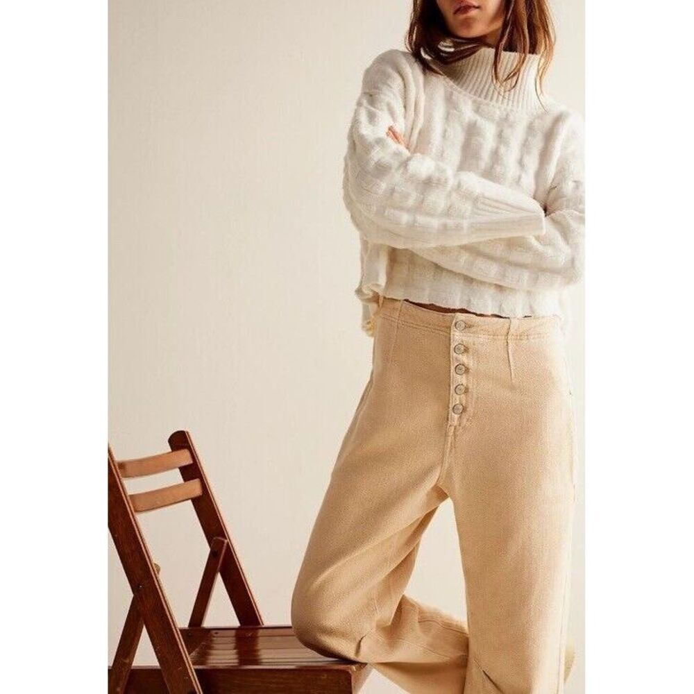 Free‎ People We The Free Osaka Mid Rise Barrel Womens Size 28 NWT Latte Cream
